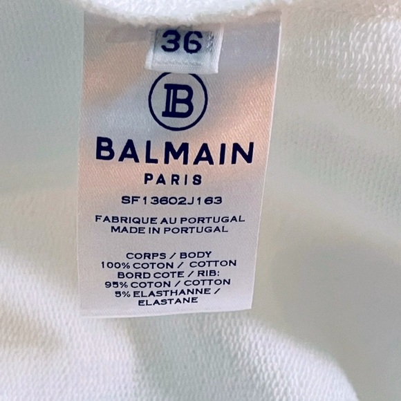 Balmain White Black Flocked Logo Sweatshirt - S - Picture 9 of 9